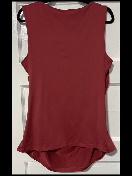 Fortune+Ivy Womens Red Twist Strap Ruched Stretch Knit Top Size XL NWT - Picture 3 of 3